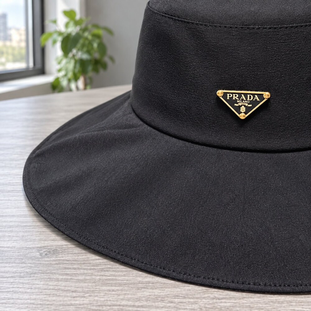 Prada Black Wide Brim Hat with Bow - Picture 6 of 6